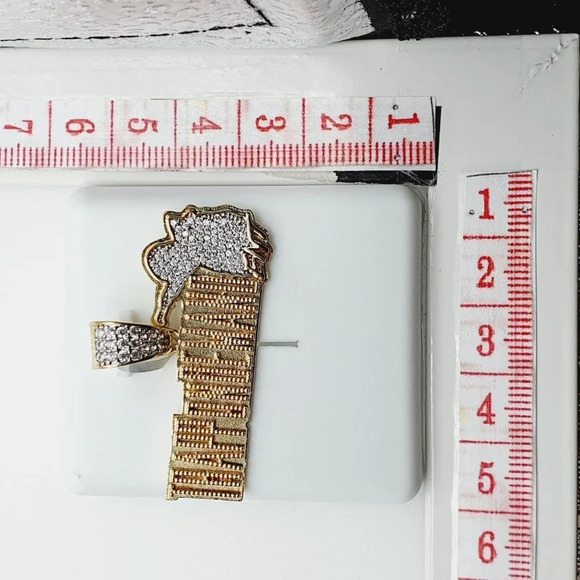 14K Gold Plated Cubic Zircon Pendant, INUS1BR057 - Picture 10 of 10